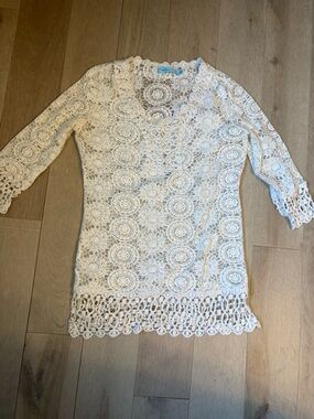 Crochet Lace Women’s Swim Coverup - Cream